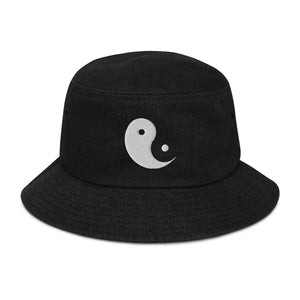 Open image in slideshow, Embroidered Ying Yang Denim Bucket Hat
